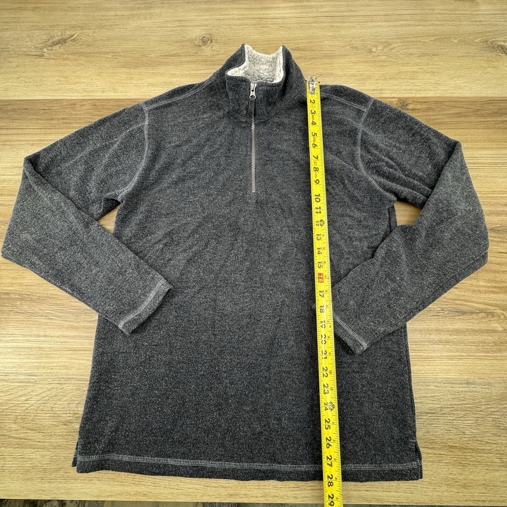 Orvis Sweater Mens Medium Gray Sherpa Brighton Pullover Quarter Zip‎ Pile Fleece - Picture 7 of 8